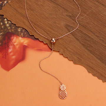 Madeline Love Rose Gold Gold Dipped Metal Pineapple Drop Pendant Y Necklace - Necklaces
