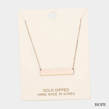 Madeline Love Rose Gold Gold Dipped "Hope" Embossed Bar Necklace - Necklaces
