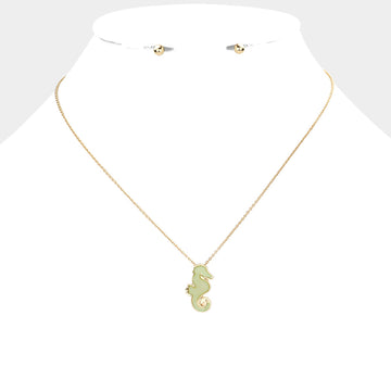 Madeline Love Mint Faux Druzy Seahorse Pendant Necklace - Necklaces