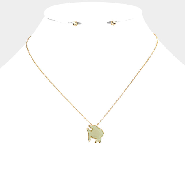 Mint Faux Druzy Fish Pendant Necklace
