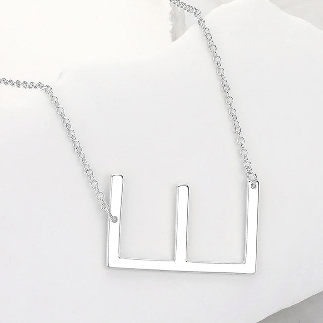 Madeline Love Silver, ~E~ -E- Metal Initial Monogram Pendant Necklace - Necklaces