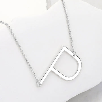 Madeline Love Silver, ~P~ -P- Metal Initial Monogram Pendant Necklace - Necklaces