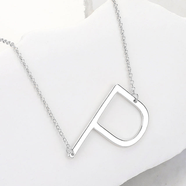 Madeline Love Silver, ~P~ -P- Metal Initial Monogram Pendant Necklace - Necklaces