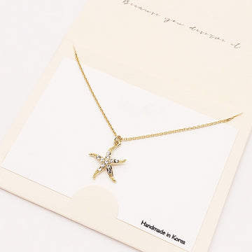 Madeline Love Gold Rhinestone Embellished Starfish Pendant Necklace - Necklaces