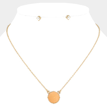 Madeline Love Peach Druzy Stone Pendant Necklace - Necklaces