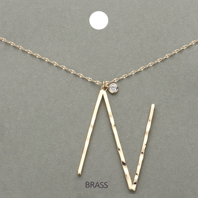 Madeline Love ~N~, Gold -N- Initial Monogram Brass Metal Pendant Necklace - Necklaces
