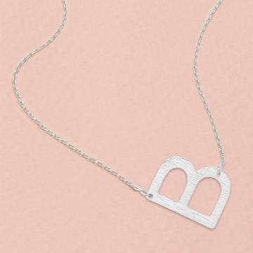 Madeline Love Rhodium, ~B~ -B- White Gold Dipped Initial Monogram Pendant Necklace - Necklaces