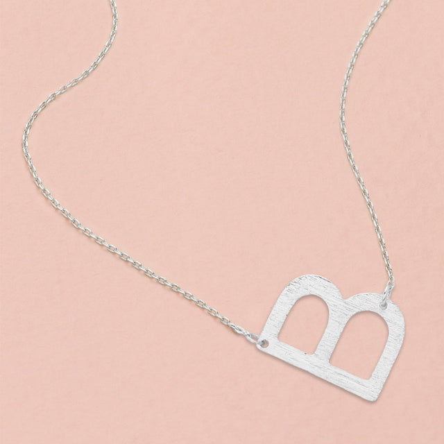 Madeline Love Rhodium, ~B~ -B- White Gold Dipped Initial Monogram Pendant Necklace - Necklaces