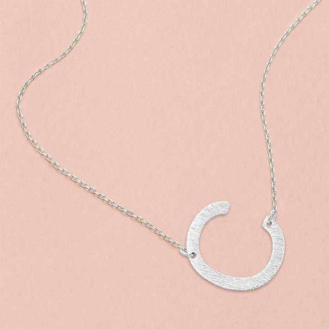 Madeline Love Rhodium, ~C~ -C- White Gold Dipped Initial Monogram Pendant Necklace - Necklaces