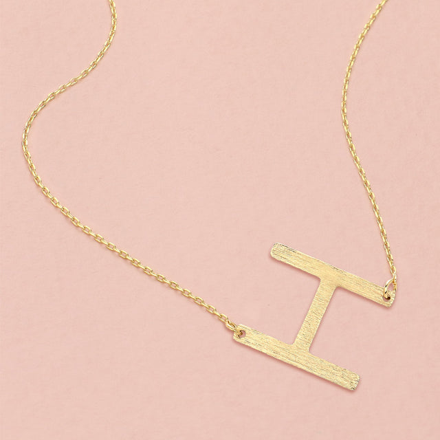 Madeline Love Gold, ~H~ -H- Gold Dipped Initial Monogram Pendant Necklace - Necklaces