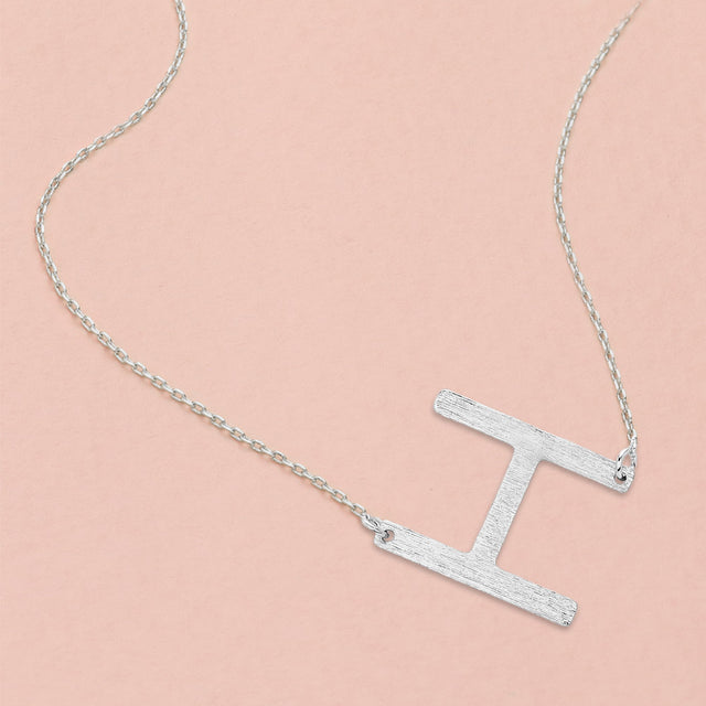 Madeline Love Rhodium, ~H~ -H- White Gold Dipped Initial Monogram Pendant Necklace - Necklaces