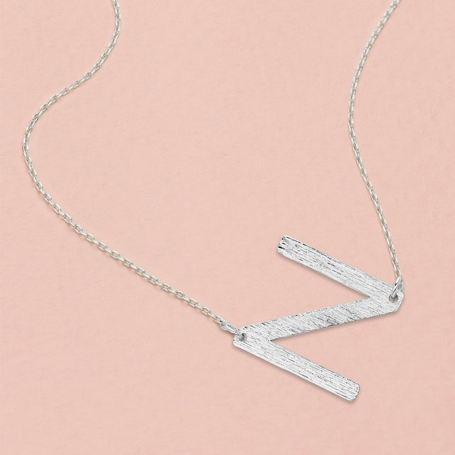 Madeline Love Rhodium, ~N~ -N- White Gold Dipped Initial Monogram Pendant Necklace - Necklaces
