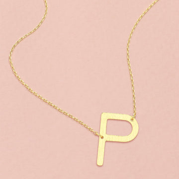 Madeline Love Gold, ~P~ -P- Gold Dipped Initial Monogram Pendant Necklace - Necklaces