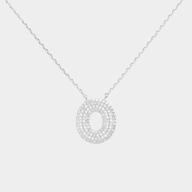 Madeline Love Clear, Rhodium -O- White Gold Dipped CZ Initial Monogram Pendant Necklace - Jewelry