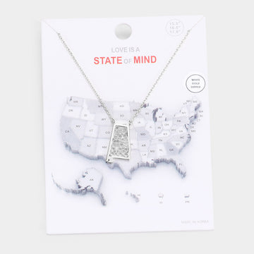 Madeline Love Rhodium White Gold Dipped Alabama State Pendant Necklace - Necklaces