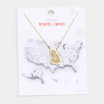 Madeline Love Gold Gold Dipped Georgia State Pendant Necklace - Necklaces