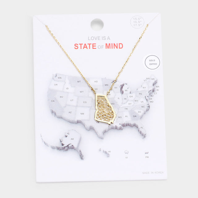 Madeline Love Gold Gold Dipped Georgia State Pendant Necklace - Necklaces