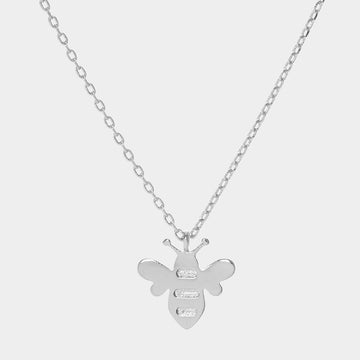 Madeline Love Rhodium White Gold Dipped Metal Honey Bee Pendant Necklace - Necklaces