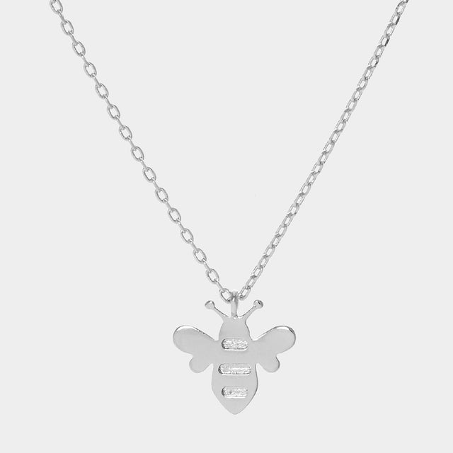Madeline Love Rhodium White Gold Dipped Metal Honey Bee Pendant Necklace - Necklaces
