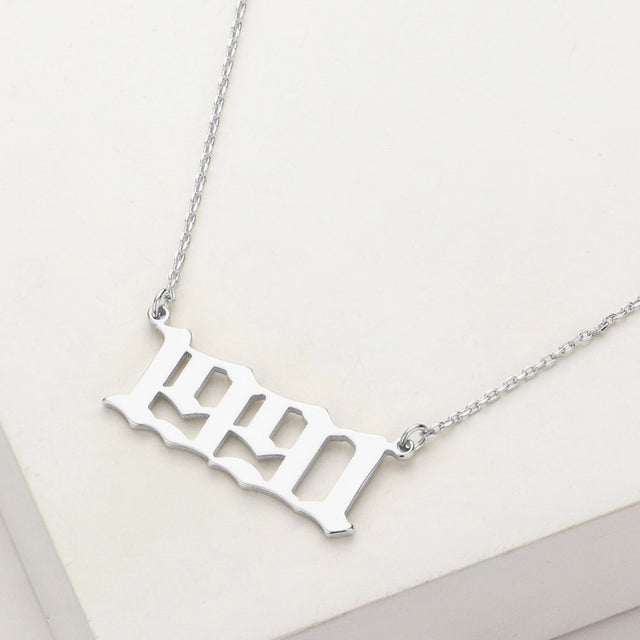 Madeline Love Rhodium White Gold Dipped 1991 Birth Year Plate Pendant Necklace - Necklaces