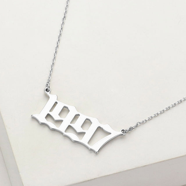 Madeline Love Rhodium White Gold Dipped 1997 Birth Year Plate Pendant Necklace - Necklaces