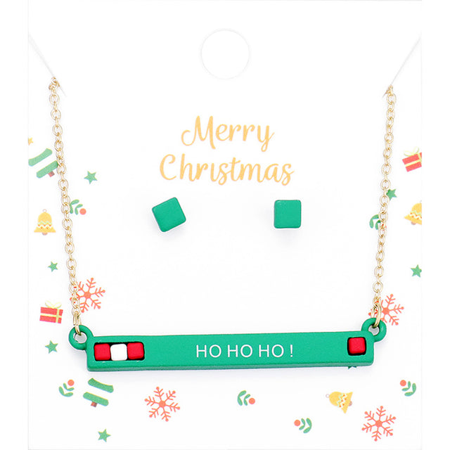 Madeline Love Multi, Worn Gold Hohoho Merry Christmas Cube Resin Pendant Necklace - Necklaces
