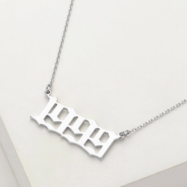 Madeline Love Rhodium White Gold Dipped 1999 Birth Year Plate Pendant Necklace - Necklaces
