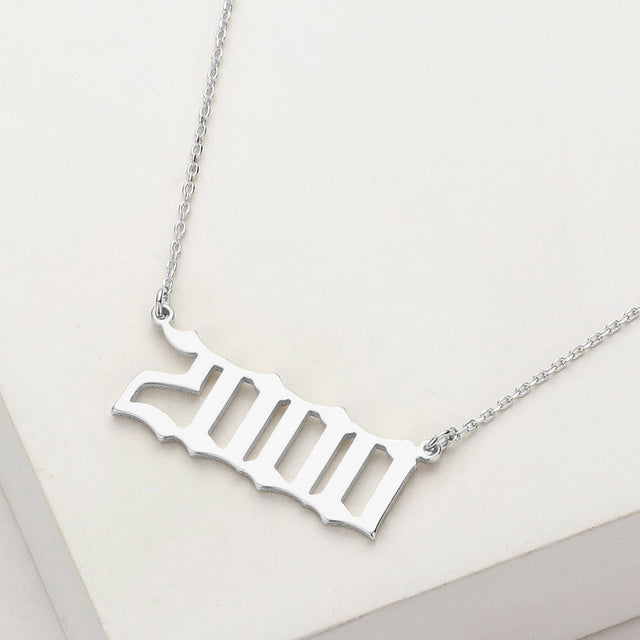Madeline Love Rhodium White Gold Dipped 2000 Birth Year Plate Pendant Necklace - Necklaces