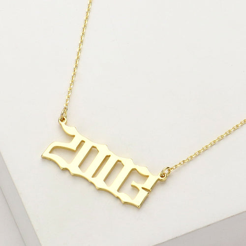 Gold Dipped 2003 Birth Year Plate Pendant Necklace - Gold