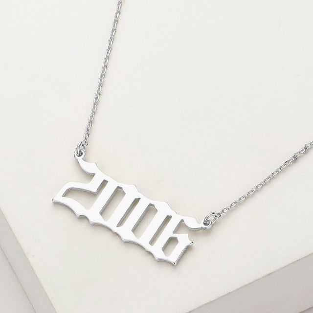 Madeline Love Rhodium White Gold Dipped 2006 Birth Year Plate Pendant Necklace - Necklaces