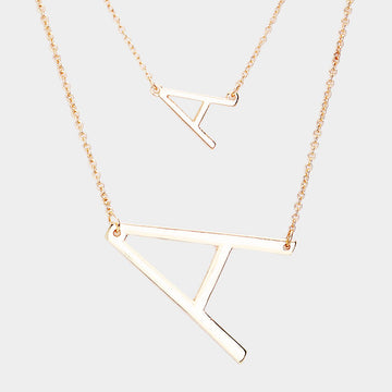 Madeline Love Gold -A- Initial Monogram 2Row Strand Double Detachable Chain Necklace - Necklaces