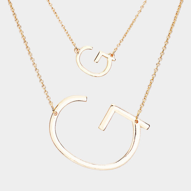 Madeline Love Gold -G- Initial Monogram 2Row Strand Double Detachable Chain Necklace - Necklaces
