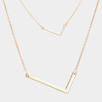 Madeline Love Gold -L- Initial Monogram 2Row Strand Double Detachable Chain Necklace - Necklaces