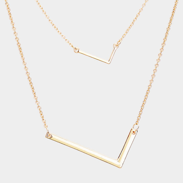 Madeline Love Gold -L- Initial Monogram 2Row Strand Double Detachable Chain Necklace - Necklaces