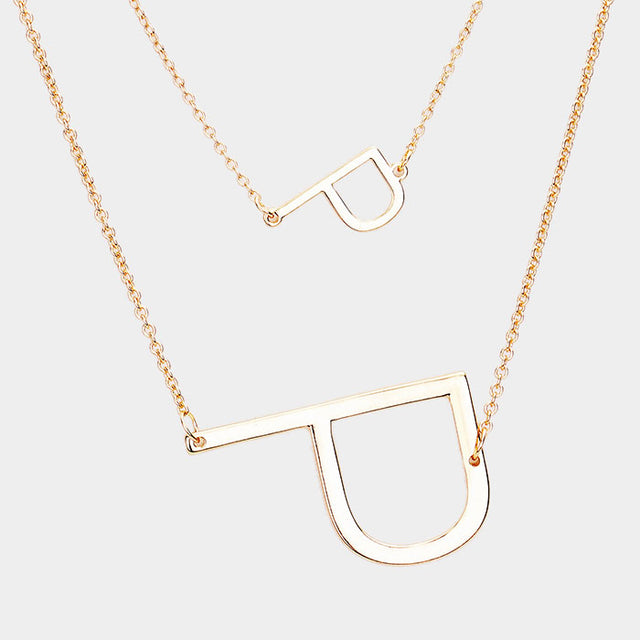 Madeline Love Gold -P- Initial Monogram 2Row Strand Double Detachable Chain Necklace - Necklaces