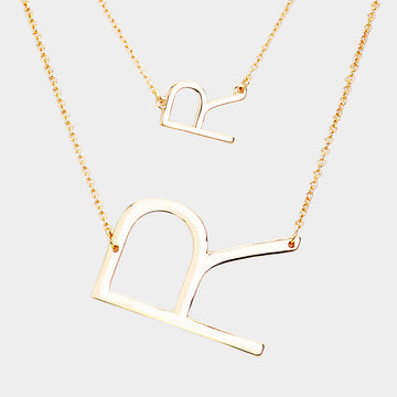 Madeline Love Gold -R- Initial Monogram 2Row Strand Double Detachable Chain Necklace - Necklaces