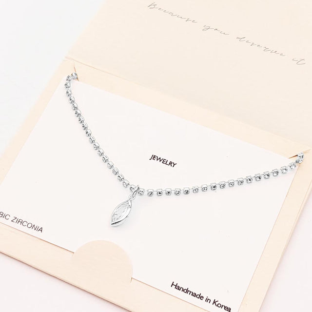 Madeline Love Silver Rhodium Plated CZ Marquise Pendant Necklace - Necklaces