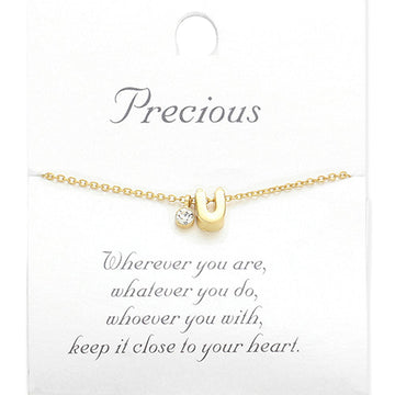 Madeline Love Matte gold -U- Monogram Initial Pendant Necklace - Necklaces