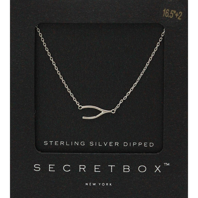 Madeline Love Silver SECRET BOX_Sterling Silver Dipped Wishbone Pendant Necklace - Necklaces