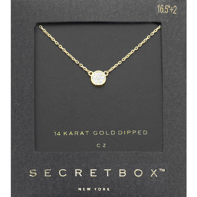 Madeline Love Clear, Gold 14 K Gold Dipped CZ Pave Mini Pendant Necklace - Jewelry