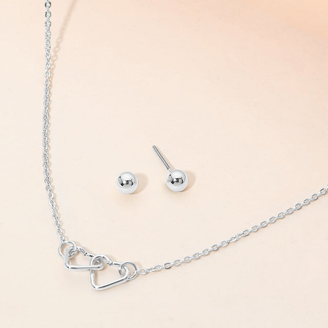 Madeline Love Rhodium Double Open Heart Link Pendant Necklace - Jewelry