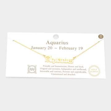 Madeline Love Gold Aquarius Gold Dipped Zodiac Name Pendant Necklace - Necklaces