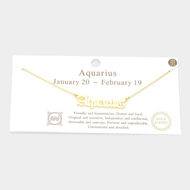 Madeline Love Gold Aquarius Gold Dipped Zodiac Name Pendant Necklace - Necklaces