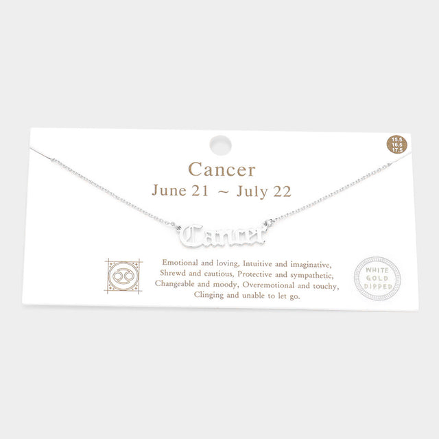 Madeline Love Rhodium Cancer White Gold Dipped Zodiac Name Pendant Necklace - Necklaces