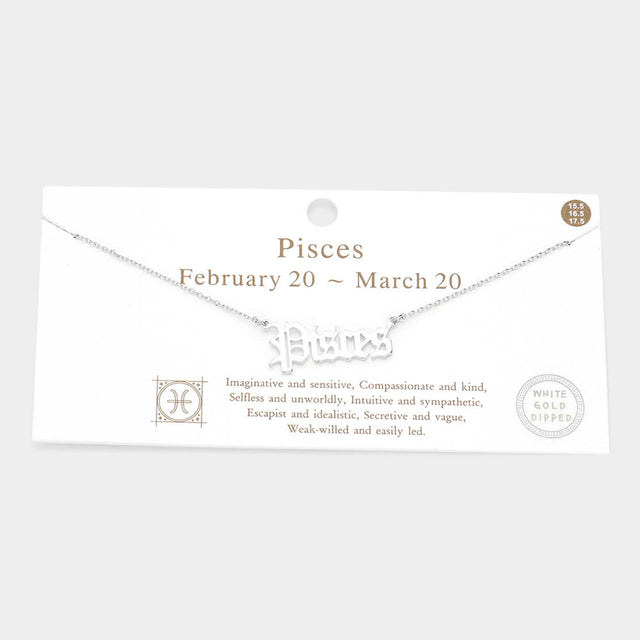 Madeline Love Rhodium Pisces White Gold Dipped Zodiac Name Pendant Necklace - Necklaces