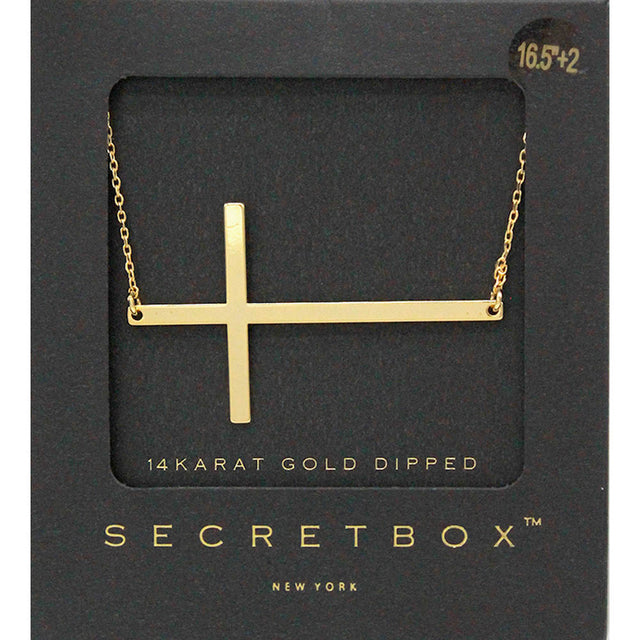 Madeline Love Gold SECRET BOX_14K Gold Dipped Metal Cross Pendant Necklace - Necklaces