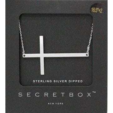 Madeline Love Silver SECRET BOX_Sterling Silver Dipped Metal Cross Pendant Necklace - Necklaces