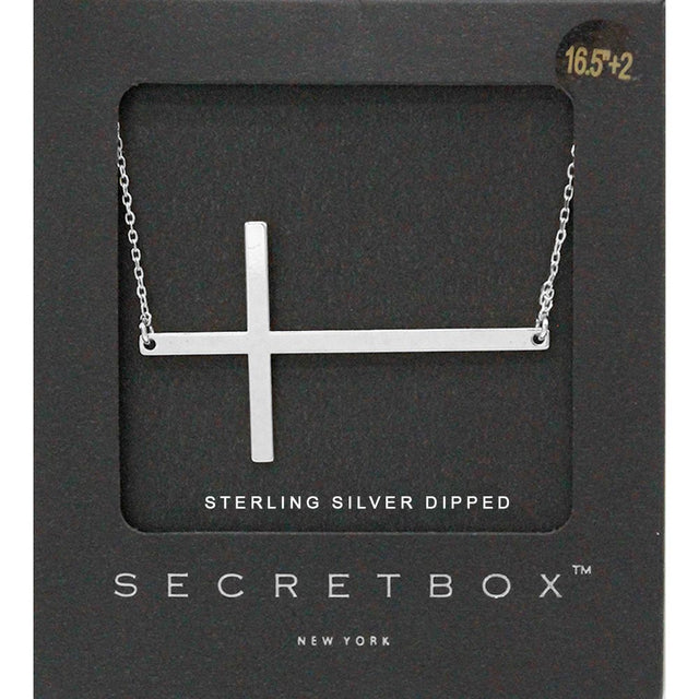Madeline Love Silver SECRET BOX_Sterling Silver Dipped Metal Cross Pendant Necklace - Necklaces