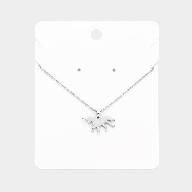 Madeline Love Rhodium Unicorn Pendant Necklace - Jewelry