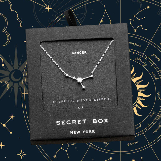 Madeline Love Silver SECRET BOX_Sterling Silver Dipped CZ Cancer Zodiac Sign Pendant Necklace - Necklaces